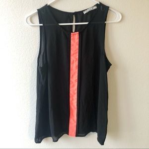 Chloe K Black & Neon Pink Sleeveless Blouse Top